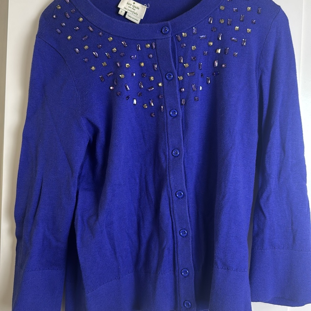 Kate Spade Purple Sequin Cardigan size L/ Large - Picture 2 of 6
